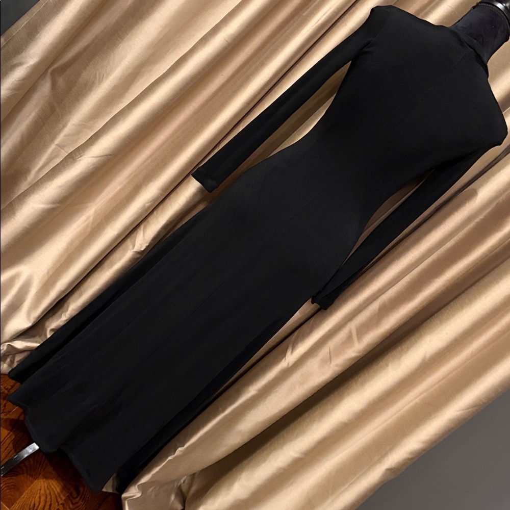 90s GOTH VINTAGE SLINKY LONG SLEEVE DRESS - Picture 5 of 7